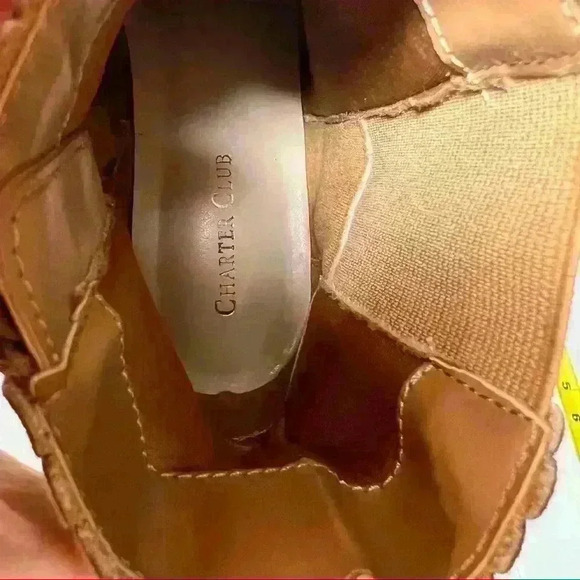 NWB CHARTER CLUB Womens Brown Goring Scalloped Daxi Round Toe Block Heel Sz 7 - Picture 4 of 7